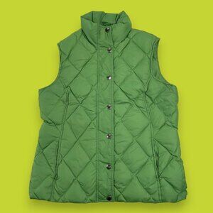 Lands End SIZE XS (2-4) Green Quilted Nylon Goose Down Snap Outdoor Puffer Vest